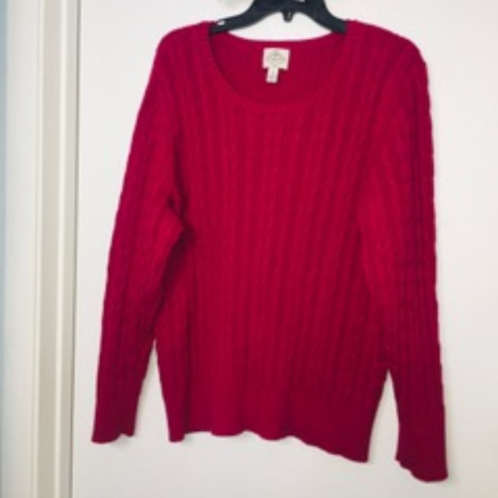 (NEW) St. John's Bay - Fuchsia Crew Neck Long Sleeve Pullover Sweater - Size 3X